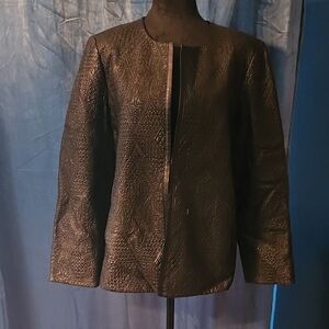 Chicos - Black Boyfriend Embossed Faux Leatyer Blazer - NWT - Large